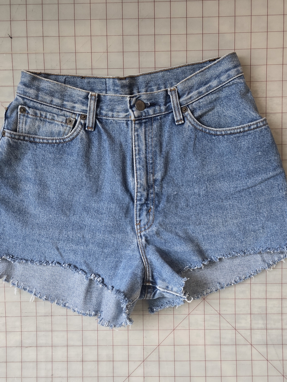 Levi's Light Blue Frayed Hem High-Rise Jean Shorts